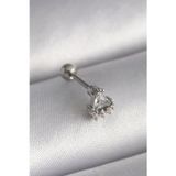 Meks 316L Çelik Gümüş Renk Üçgen Zirkon Taşlı Tragus Piercing