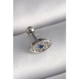 Meks 316L Çelik Gümüş Renk Zirkon Taşlı Göz Tragus Piercing