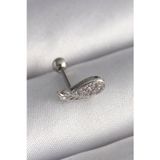Meks 316L Çelik Gümüş Renk Zirkon Taşlı Kanat Tragus Piercing