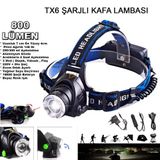 MEKs 800 Lümen Tx6 Şarjlı Zoomlu Kafa Feneri Wt-120 CRC-7906083818172