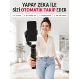 Meks Ai Yüz Takip Özellikli Gimbal Selfie Stick 360° Dönebilen Telefon Tutucu Uzayabilir Bluetooth Kuman