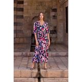 Meks Arias Closet Çiçek Desenli Viskon Elbise - Siyah