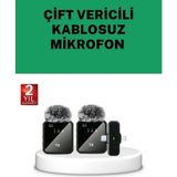 Meks Canlı Yayın ve Video Çekimleri Için Çiftli Kablosuz Yaka Mikrofon - Standart