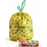 Meks Cook Büzgülü Çöp Torbası, Orta Boy, 55 x 60 Cm, 15 Yaprak, Limon Kokulu, Sarı