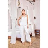 Meks Dantelli ve Dekolteli Saten Pijama Takımı
