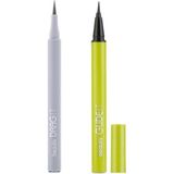 Meks Drag It Inkpen Keçe Uçlu Eyeliner + Glide It Fırça Uçlu Eyeliner, Siyah, Set