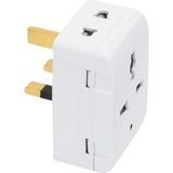 Meks Evrensel Seyahat Priz Adaptörü, Ingiltere 3 Pinli, Beyaz, 13A 3250W, Işıklı Gösterge, Çocuk Korumal
