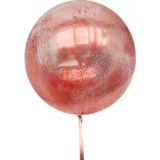 Meks Kırmızı Simli Yuvarlak Şeffaf Balon 24 İnç