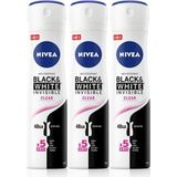 Meks Nivea Kadın Sprey Deodorant Black&white Invisible Original 150ML, 72 Saat Anti-Perspirant Koruma, x