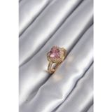 Meks Pirinç Gold Renk Pembe Zirkon Taşlı Charm Kalp Model Kadın Yüzük 5886 - HEPIDE2071-5530
