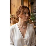 Meks Pirinç Gümüş Renk Choker Model Zirkon Taşlı Kadın Kolye 5886 - HEPIDE6940-8782