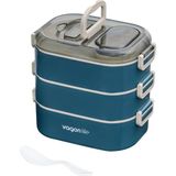 Meks Vagonlife Bento 1450ML Lunchbox Üç Katlı 5 Bölmeli ve Mini Sosluklu Çelik Sefer Tası Yemek Kutusu (