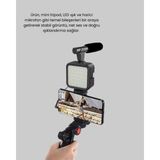 Meks Video Çekim Kiti Tripod LED Işık Harici Mikrofon ve Bluetooth Kumanda Seti