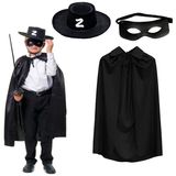 Meks Zorro Pelerin Şapkası ve Maske Seti Çocuk Boy