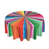 Meksika Battaniye Serape Çizgili Desen Renkli Su Geçirmez Piknik Veranda Parti Yuvarlak Masa Örtüsü Örtüsü Dekorasyon Kumaş 150 cm Dairesel Masa Örtüsü 50-107 İnç Ev Yemek Odası Mutfak Dekoru için