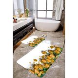 Mekta Home 2'li MKTBP-079 Sarı Gül 60 x 100 cm - 50 x 60 cm Banyo Paspas Takımı - Çok Renkli - 50 x 60 cm - 60 x 100 cm
