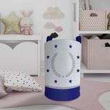 Mekta Home Başak ve Yıldız Desenli Mavi Gri Çerçeveli Bebek ve Çocuk Odası Oyuncak Sepeti