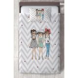 Mekta Home Bebek ve Çocuk Odası 3'lü Prenses Kız Zikzak Desenli Yatak Örtüsü - Renkli - 140 x 220 cm