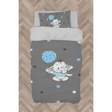 Mekta Home Bebek ve Çocuk Odası Açık Mavi Filli Balonlu Nevresim Takımı - Renkli - 160 x 230 cm