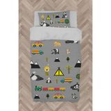Mekta Home Bebek ve Çocuk Odası Arabalı Yollu Panda Desenli Nevresim Takımı - Renkli - 160 x 230 cm