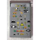 Mekta Home Bebek ve Çocuk Odası Arabalı Yollu Panda Desenli Yatak Örtüsü - Renkli - 140 x 220 cm