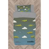 Mekta Home Bebek ve Çocuk Odası Askeri Araç ve Seksek Desenli Nevresim Takımı - Renkli - 160 x 230 cm