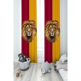 Mekta Home Bebek ve Çocuk Odası Aslan Desenli 2 Kanat Fon Perde - 100 x 250 cm - Renkli
