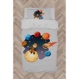Mekta Home Bebek ve Çocuk Odası Astronot Çocuk ve Gezegen Desenli Nevresim Takımı - Renkli - 160 x 230 cm