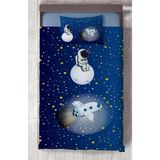 Mekta Home Bebek ve Çocuk Odası Astronot ve Spacex Desenli Yatak Örtüsü - Renkli - 140 x 220 cm