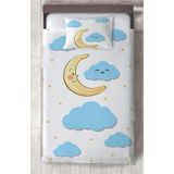 Mekta Home Bebek ve Çocuk Odası Ay Dede ve Bulut Desenli Yatak Örtüsü - Renkli - 140 x 220 cm