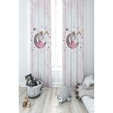 Mekta Home Bebek ve Çocuk Odası Ay Üzerinde Oturan Kız Desenli Motifli 2 Kanat Fon Perde - 100 x 260 cm - Renkli
