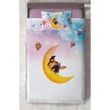 Mekta Home Bebek ve Çocuk Odası Ay ve Cadı Desenli Yatak Örtüsü - Renkli - 140 x 220 cm
