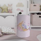 Mekta Home Bebek ve Çocuk Odası Aya Sarılan Unicorn Desenli Pembe Oyuncak Sepeti - Renkli