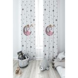 Mekta Home Bebek ve Çocuk Odası Ayda Oturan Prenses Kız Desenli 2 Kanat Fon Perde - 140 x 250 cm - Renkli
