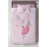 Mekta Home Bebek ve Çocuk Odası Balerin Kız ve Eyfel Kulesi Desenli Yatak Örtüsü - Renkli - 140 x 220 cm