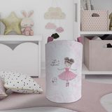 Mekta Home Bebek ve Çocuk Odası Balerin Kız ve Kedi Desenli Motifli Oyuncak Sepeti - Renkli