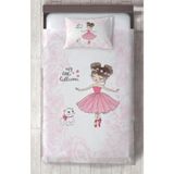 Mekta Home Bebek ve Çocuk Odası Balerin Kız ve Kedi Desenli Motifli Yatak Örtüsü - Renkli - 140 x 220 cm
