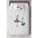 Mekta Home Bebek ve Çocuk Odası Balerin Kız ve Kuğu Desenli Yatak Örtüsü - Renkli - 140 x 220 cm