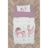 Mekta Home Bebek ve Çocuk Odası Balerin ve Unicorn Kız Desenli Pembe Nevresim Takımı - Renkli - 160 x 230 cm