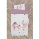 Mekta Home Bebek Ve Çocuk Odası Balerin Ve Unicorn Kız Desenli Pembe Nevresim Takımı