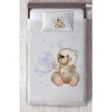 Mekta Home Bebek ve Çocuk Odası Balon Çıkaran Ayıcık Desenli Yatak Örtüsü - Renkli - 140 x 220 cm