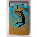 Mekta Home Bebek ve Çocuk Odası Basketbol Desenli Yatak Örtüsü - Renkli - 140 x 220 cm