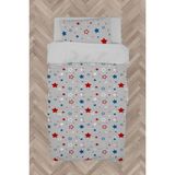 Mekta Home Bebek ve Çocuk Odası Beyaz Bulut ve Yıldızlı Çerçeveli Nevresim Takımı - Renkli - 160 x 230 cm