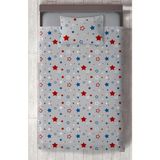 Mekta Home Bebek ve Çocuk Odası Beyaz Bulut ve Yıldızlı Çerçeveli Yatak Örtüsü - Renkli - 140 x 220 cm