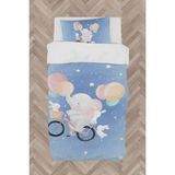 Mekta Home Bebek ve Çocuk Odası Bisiklet ve Yavru Fil Desenli Nevresim Takımı - Renkli - 160 x 230 cm