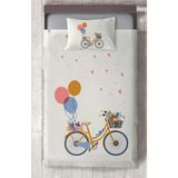 Mekta Home Bebek ve Çocuk Odası Bisikletli Balon Desenli Yatak Örtüsü - Renkli - 140 x 220 cm