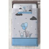 Mekta Home Bebek ve Çocuk Odası Bisikletli Fil Desenli Yatak Örtüsü - Renkli - 140 x 220 cm