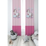 Mekta Home Bebek ve Çocuk Odası Bulutlu Unicorn Desenli 2 Kanat Fon Perde - 70 x 250 cm - Renkli