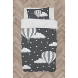 Mekta Home Bebek ve Çocuk Odası Bulutlu Yıldız ve Uçan Balon Desenli Nevresim Takımı - Renkli - 160 x 230 cm