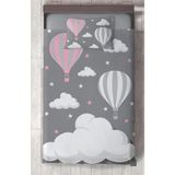 Mekta Home Bebek ve Çocuk Odası Büyük Bulut ve Uçan Balon Desenli Yatak Örtüsü - Renkli - 140 x 220 cm